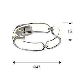 Colette Chrome Chain-Link LED Flush Ceiling Light — 470mm