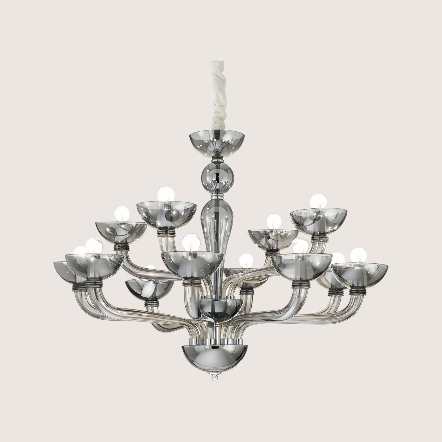 Casanova 12-Arm Venetian Smoked Glass Chandelier