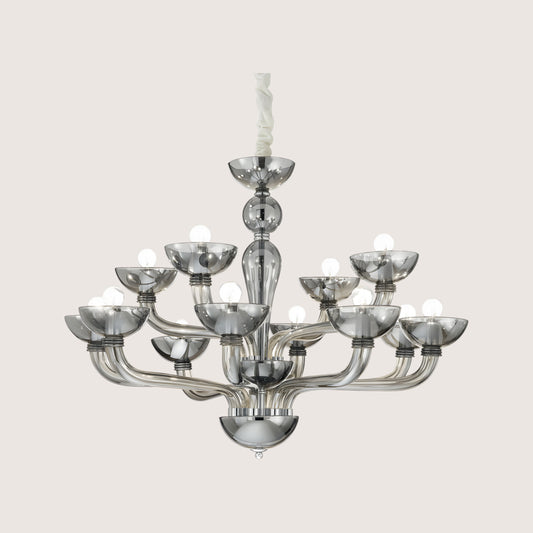 Casanova 12-Arm Venetian Smoked Glass Chandelier