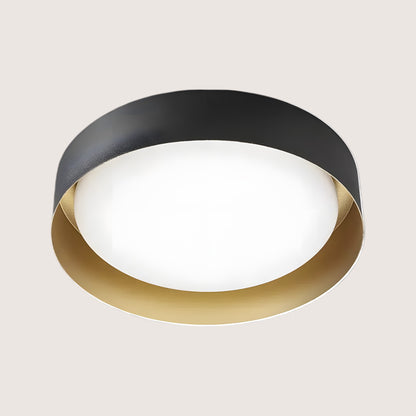 Crew Round LED Flush Ceiling Light — Black and Gold