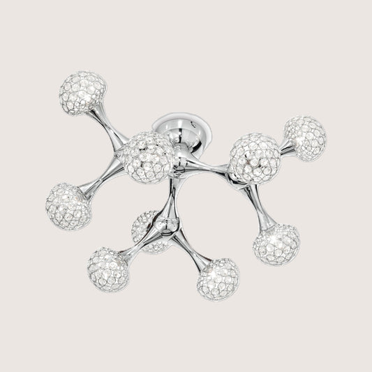 Nodi Sphere Flush Ceiling Light — 9-Arm Chrome Crystal