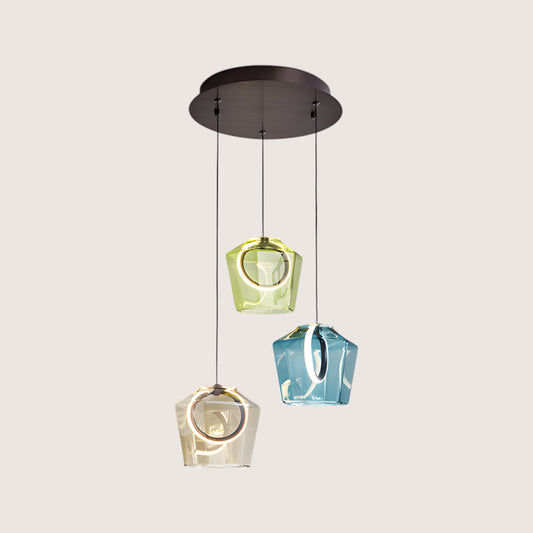 Ingrid 3-Light Cluster Pendant — Tinted Glass on Dark Bronze