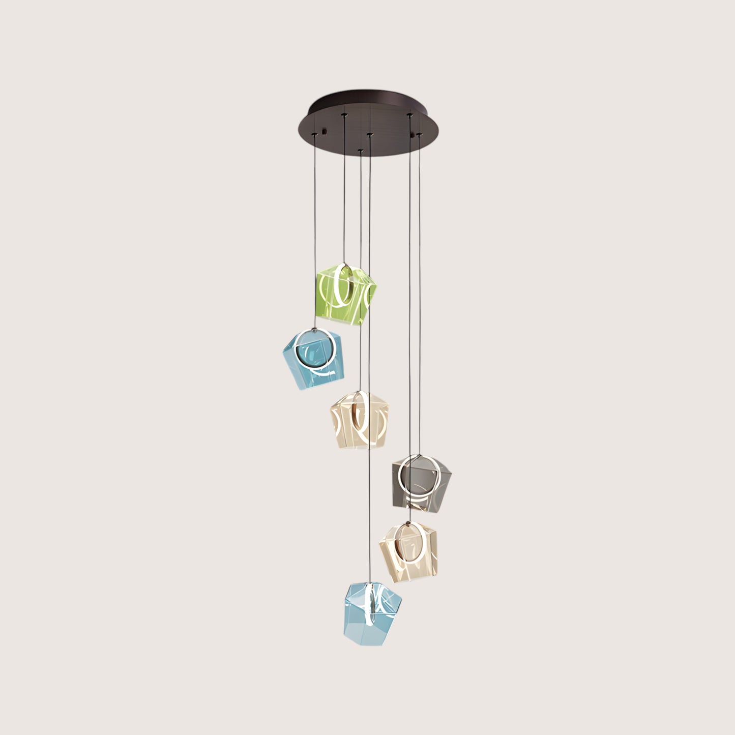 Ingrid 6-Light Cluster Pendant — Tinted Glass on Dark Bronze