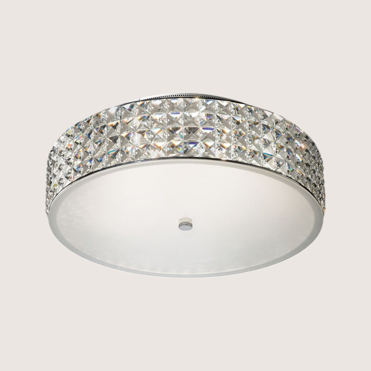 Roma Crystal Band Flush Ceiling Light — Chrome 400mm