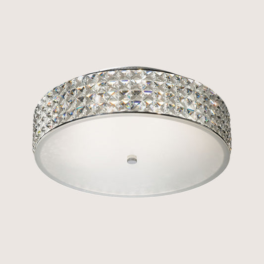 Roma Crystal Band Flush Ceiling Light — Chrome 400mm