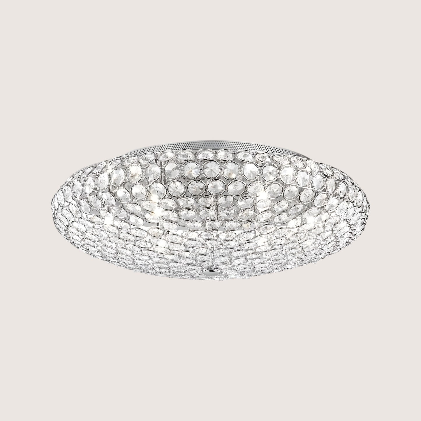 King Crystal Chandelier Flush Ceiling Light — Chrome 535mm