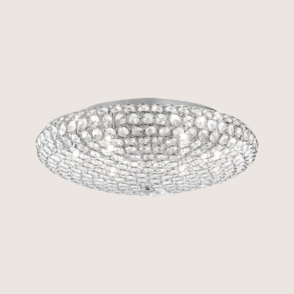 King Crystal Chandelier Flush Ceiling Light — Chrome 535mm