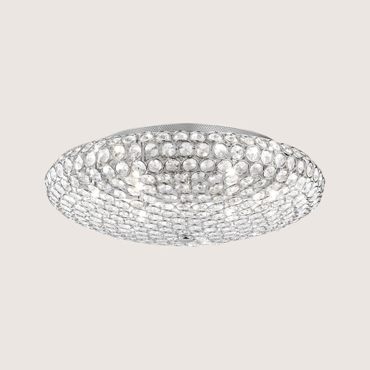 King Crystal Chandelier Flush Ceiling Light — Chrome 535mm