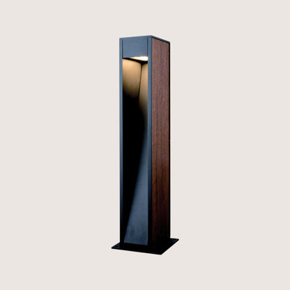 Slot Wood-Look Outdoor Bollard Light — Black
