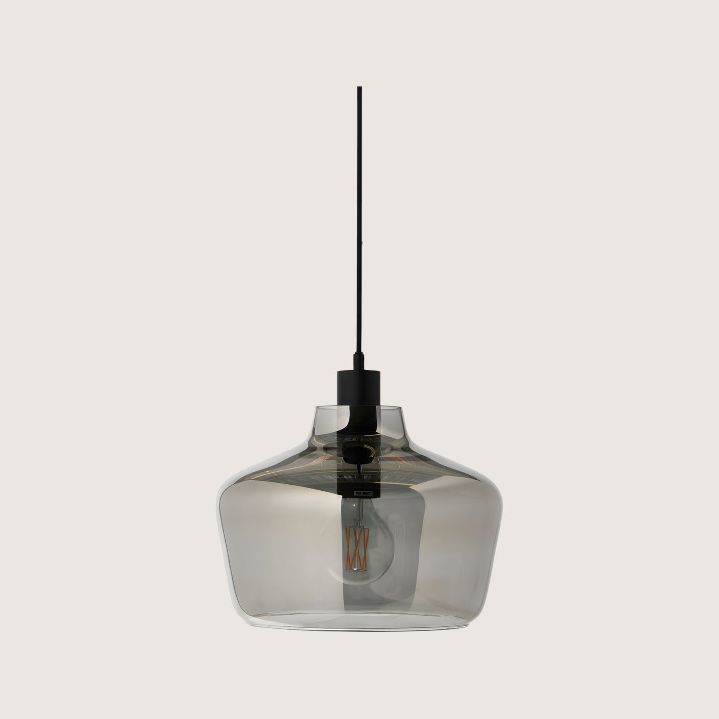 Kyoto Smoked Glass Bell Pendant Light 300mm