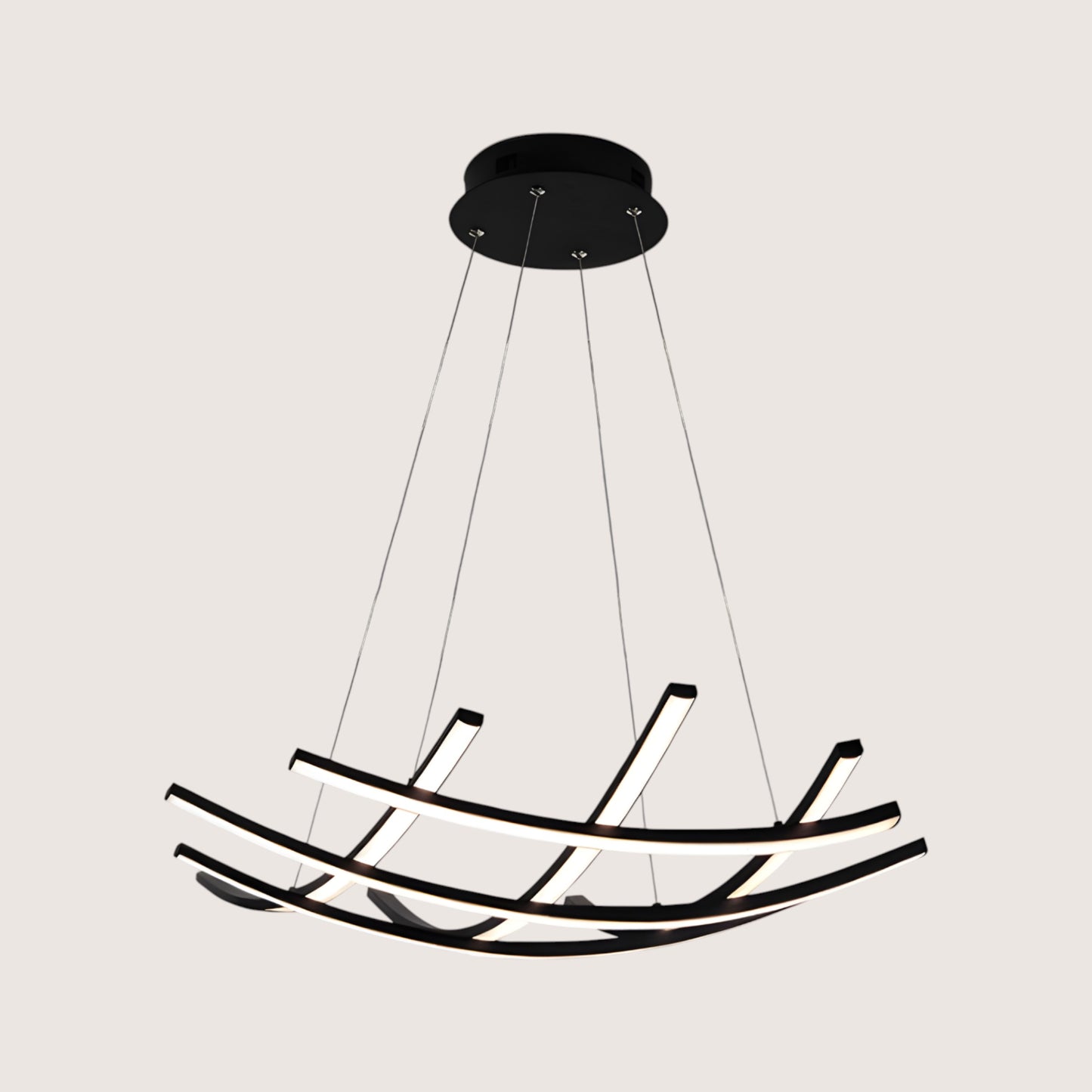 Trama Curved Multi-Arm LED Pendant — Matt Black 600mm