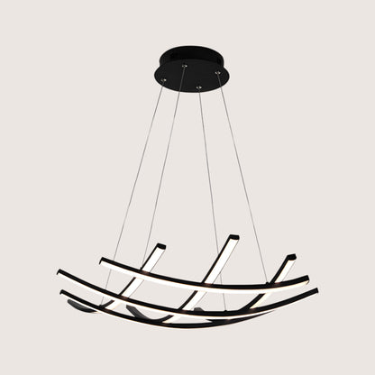 Trama Curved Multi-Arm LED Pendant — Matt Black 600mm