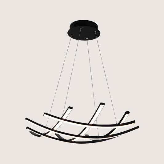 Trama Curved Multi-Arm LED Pendant — Matt Black 600mm