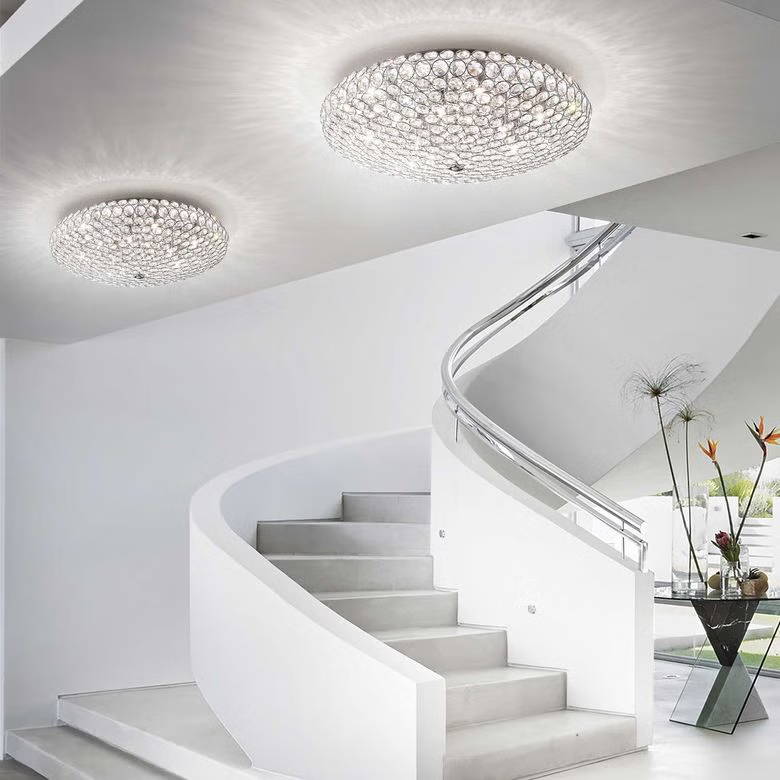 King 9-Light Crystal Dome Flush Ceiling Light Chrome 535mm