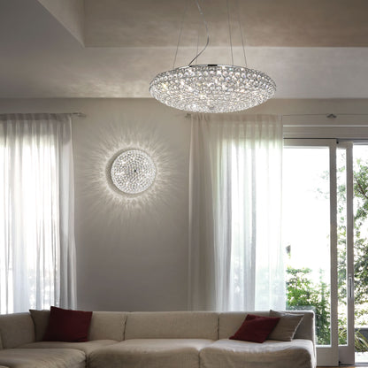 King 9-Light Crystal Dome Flush Ceiling Light Chrome 535mm
