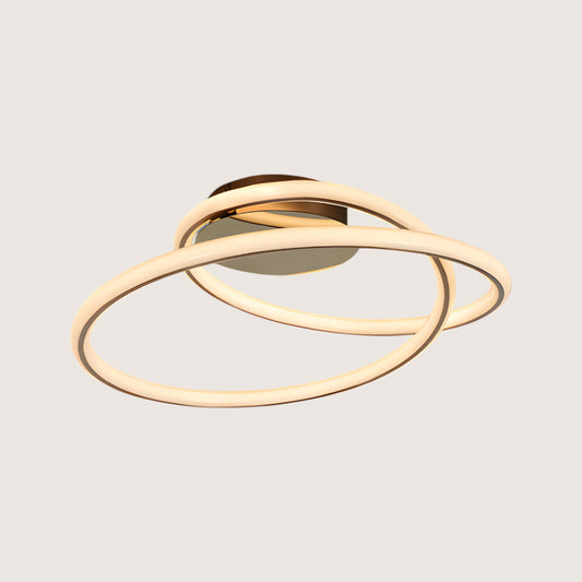 Tube Double Ring LED Flush Ceiling Light — Gold