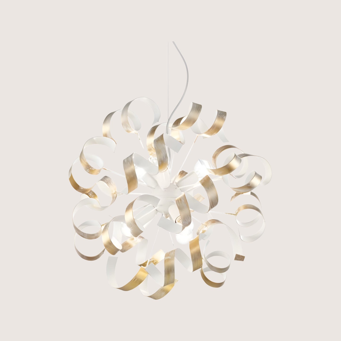 Vortex Ribbon Pendant Light — White & Gold
