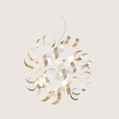 Vortex Ribbon Pendant Light — White & Gold
