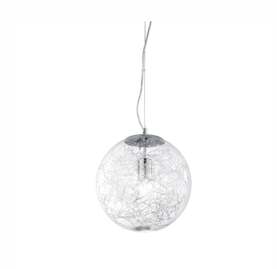 Mapa Max Clear Glass Globe Pendant Light with Wire Mesh Interior 400mm