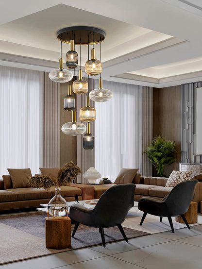 Norma 9-Light Pendant Black and Brass