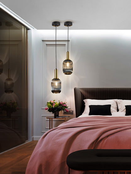 Norma Single Pendant Light Brass with Smokey Glass