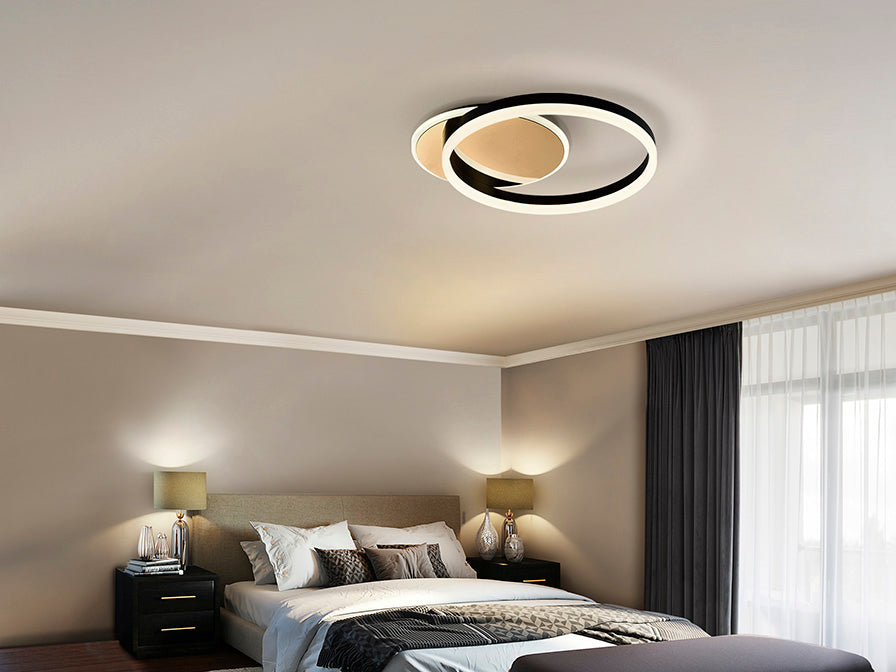Oriel Interlocking Oval LED Ceiling and Wall Light Black Gold