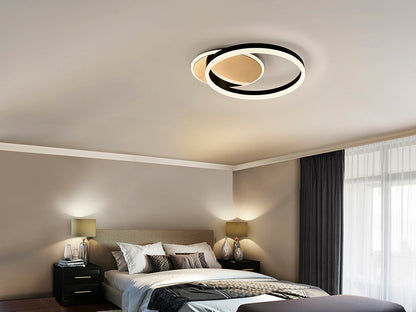 Oriel Interlocking Oval LED Ceiling and Wall Light Black Gold