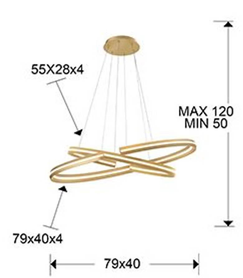 Elipse Interlocking Oval LED Pendant Light Gold Dimmable