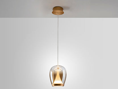 Suspiro Amber Glass Pendant Light 180mm Gold