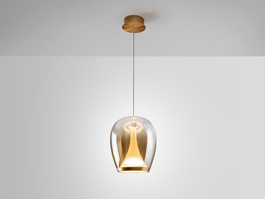 Suspiro Amber Glass Pendant Light 250mm Gold