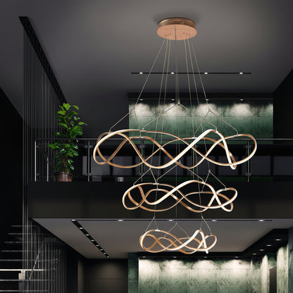 Molly 3-Ring Flowing Ribbon LED Chandelier Rose Gold