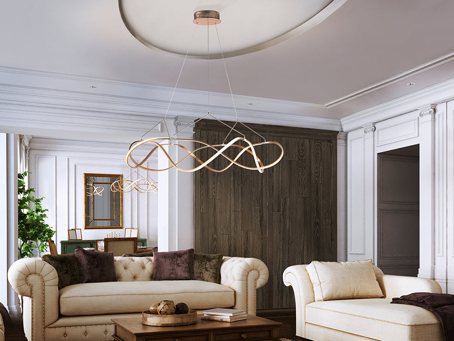 Molly Flowing Ribbon Loop LED Pendant Light Rose Gold 1100mm