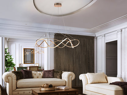 Molly Flowing Ribbon Loop LED Pendant Light Rose Gold 1100mm