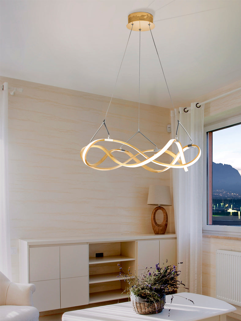 Molly Flowing Ribbon Loop LED Pendant Light Rose Gold 530mm