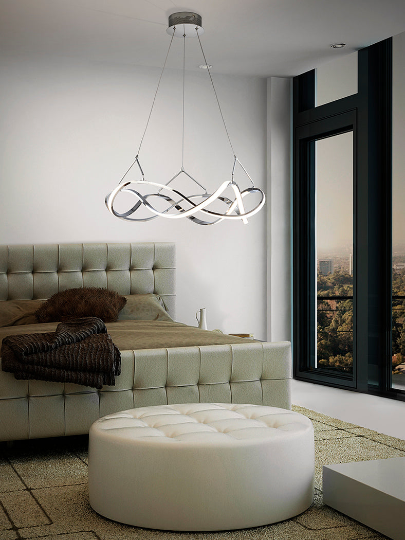 Molly Flowing Ribbon Loop LED Pendant Light Chrome 530mm