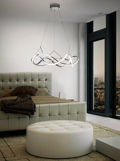 Molly Flowing Ribbon Loop LED Pendant Light Chrome 530mm