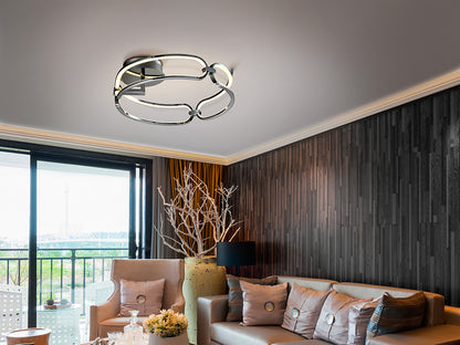 Colette Chain-Link Chrome Dimmable LED Flush Ceiling Light 470mm