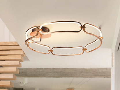 Colette Chain-Link Rose Gold Dimmable LED Flush Ceiling Light 800mm