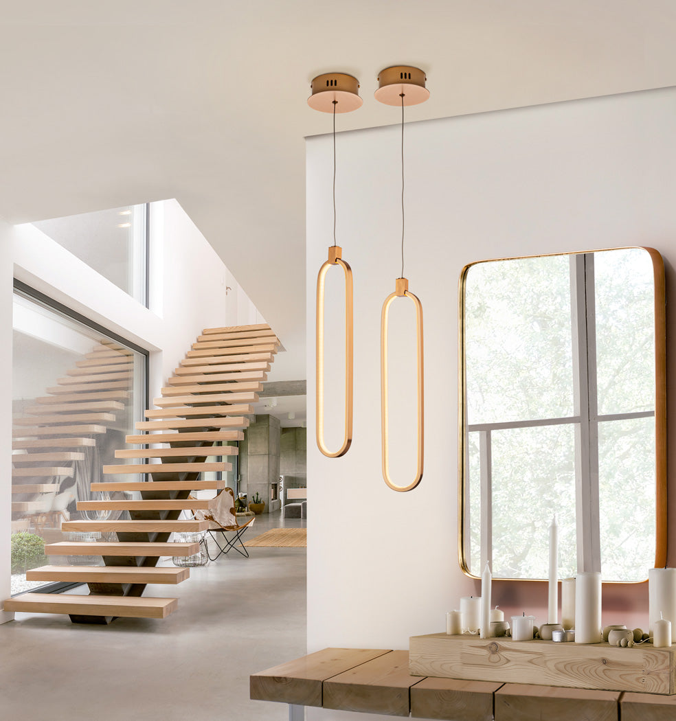 Colette Single Oval LED Pendant Light Rose Gold