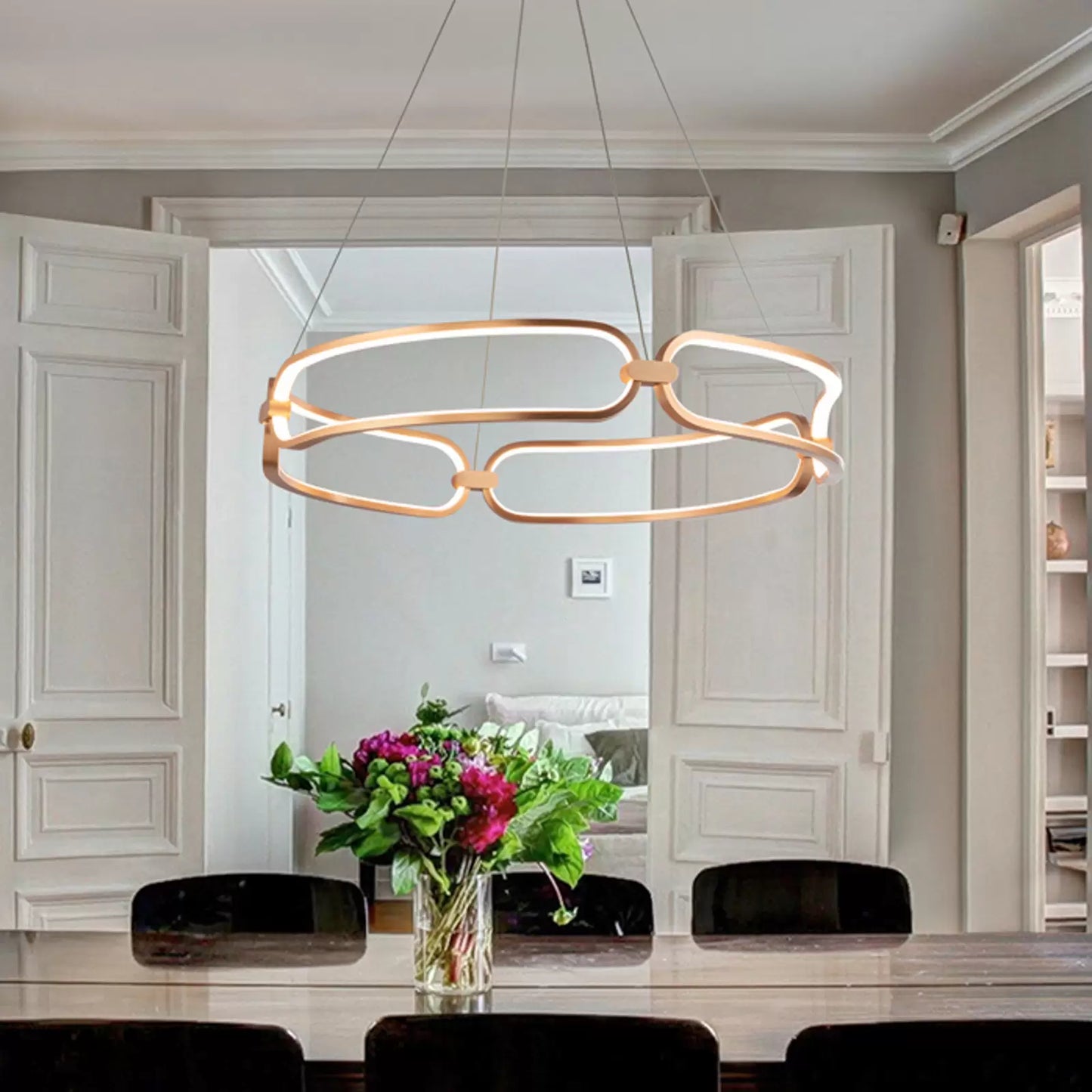 Colette Chain-Link Rose Gold Dimmable LED Pendant Light 600mm
