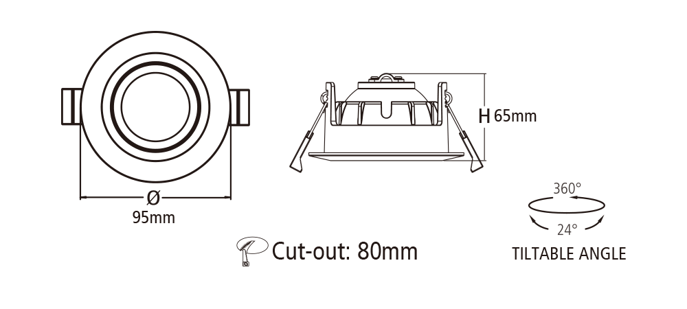 Aqua IP65 Recessed LED Downlight — 80mm Cut-Out