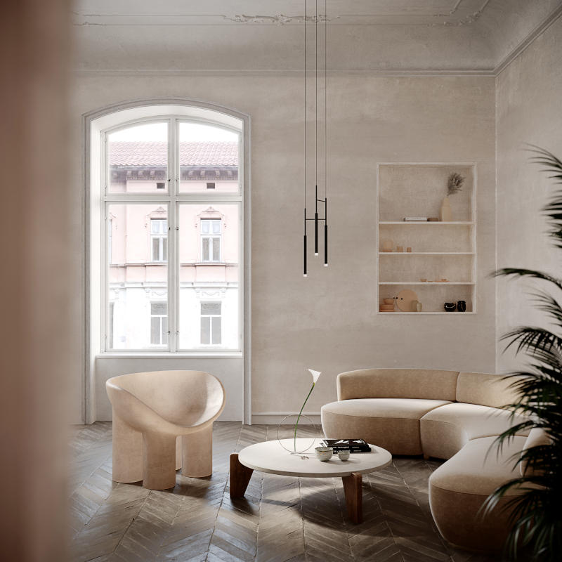Candle Triple Tube LED Pendant — Brass