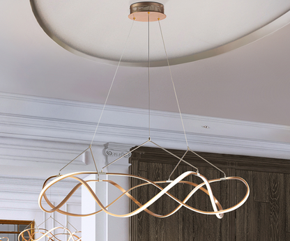 Molly Flowing Ribbon Loop LED Pendant Light Rose Gold 1100mm