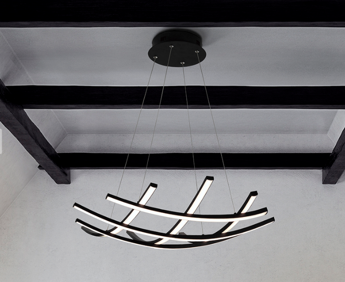 Trama Curved Multi-Arm LED Pendant Light Black 600mm