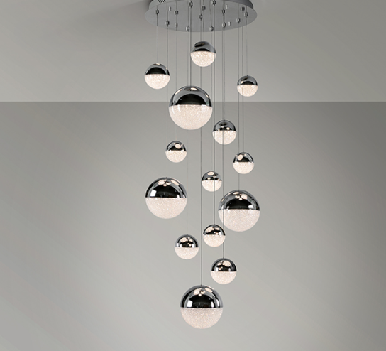 Sphere 14-Light Globe Cluster Pendant Chrome