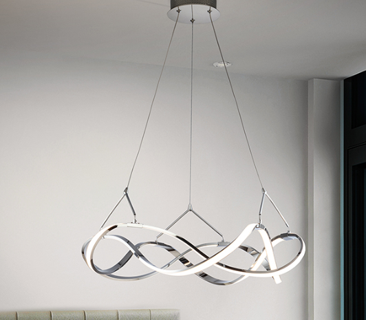Molly Flowing Ribbon Loop LED Pendant Light Chrome 530mm