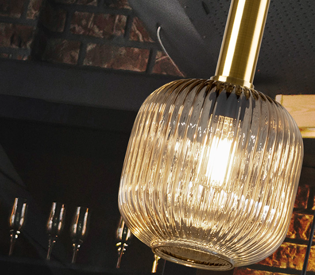 Norma Single Pendant Light Amber Glass