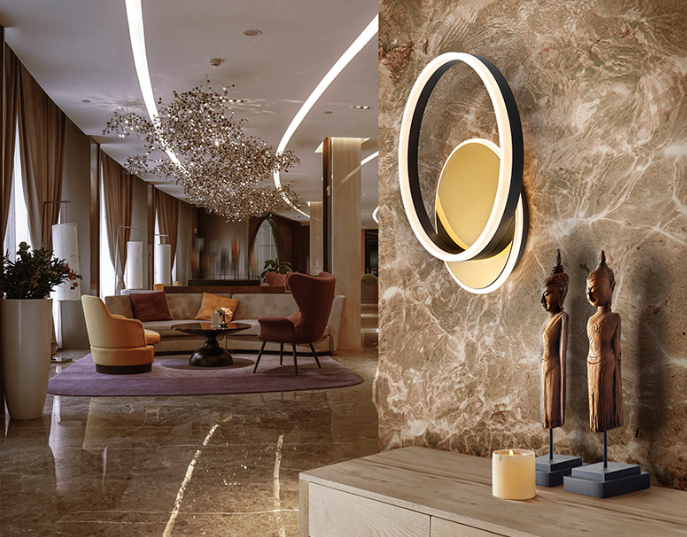 Oriel Interlocking Oval LED Ceiling and Wall Light Black Gold