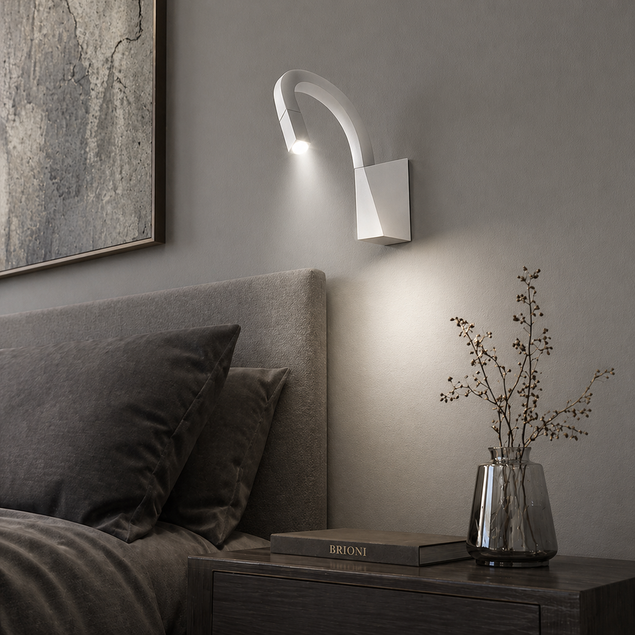 Snake Flexible Bedside Reading Wall Light - White