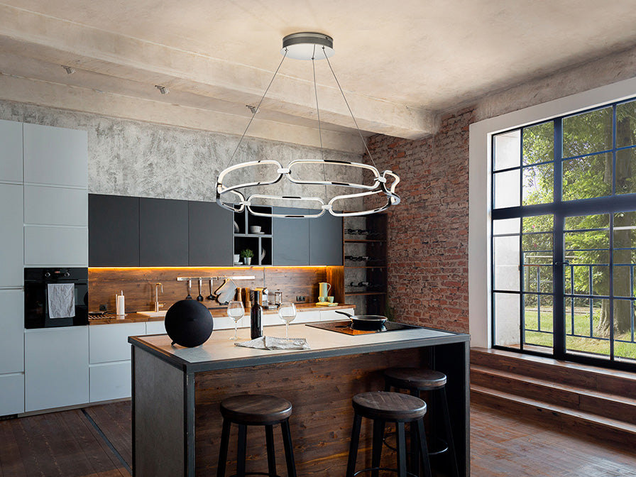 Colette Chrome Chain-Link LED Pendant — 800mm